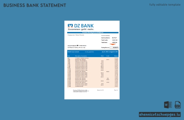 DZ Bank Organisationsdokument – ​​Beispielvorschau in Word und PDF